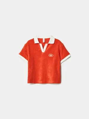 Поло из махровой ткани Sela, оранжевый, арт. 49626