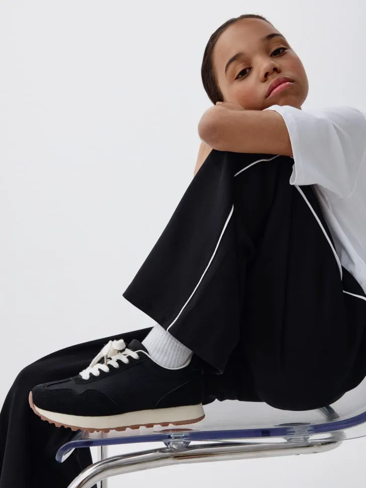 Комбинированные кеды для девочек, черный, арт. 4966