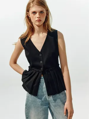 Жилет SELA Young с плиссированной баской, черный, арт. 49660