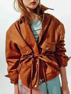 Куртка оверсайз с завязкой SELA Young, коричневый, арт. 49661