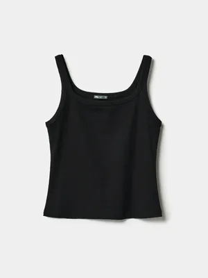 Топ Sela в рубчик, черный, арт. 49662