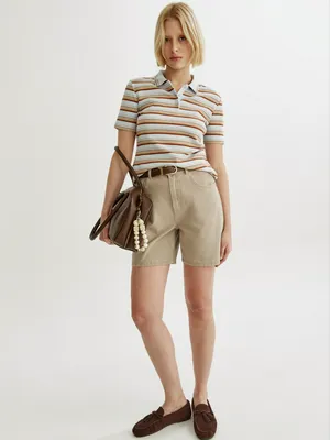 SELA Базовые джинсовые шорты со средней посадкой, бежевый, арт. 49669