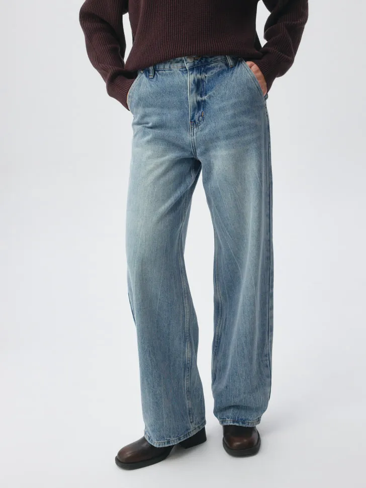 Укороченные джинсы Loose straight, синий, арт. 4967