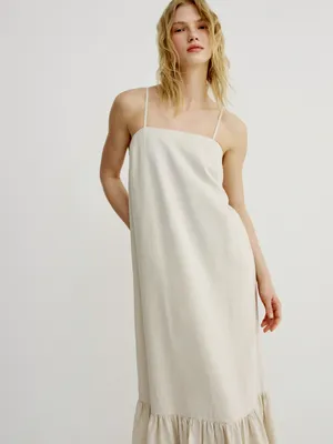 Платье макси SELA на бретелях, бежевый, арт. 49675