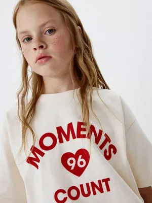 Футболка с принтом для девочек, бежевый, арт. 4968