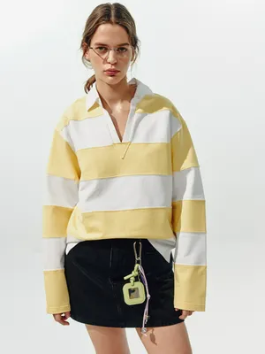 Свитшот-поло Sela оверсайз в полоску, разноцветный, арт. 49684