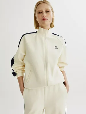 Толстовка SELA оверсайз на молнии с вышивкой, бежевый, арт. 49687