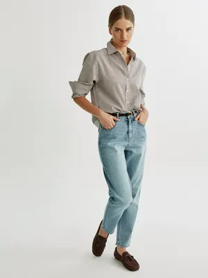 Джинсы Sela 404 МОМ укороченные с высокой посадкой, голубой, арт. 49688