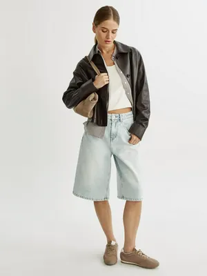 Джинсовые шорты-бермуды Sela удлиненные, голубой, арт. 49692