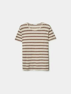 Льняная футболка Sela в полоску, разноцветный, арт. 49694