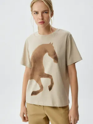 Футболка с принтом, бежевый, арт. 4970