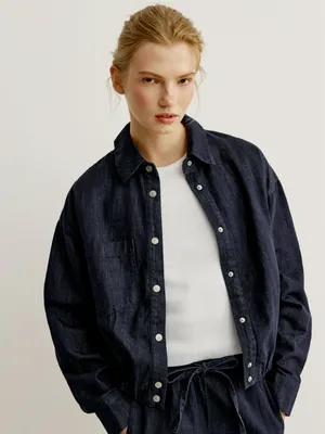 Джинсовая рубашка оверсайз SELA, синий, арт. 49704