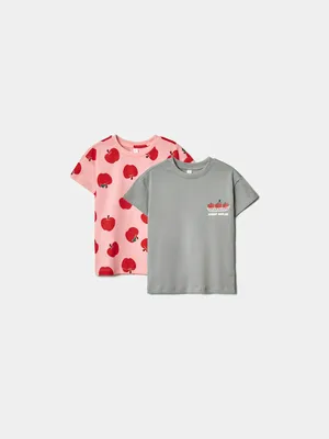 Набор из 2 футболок SELA для девочек, разноцветный, арт. 49719