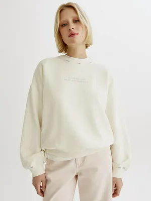 Свитшот SELA оверсайз с принтом, бежевый, арт. 49729