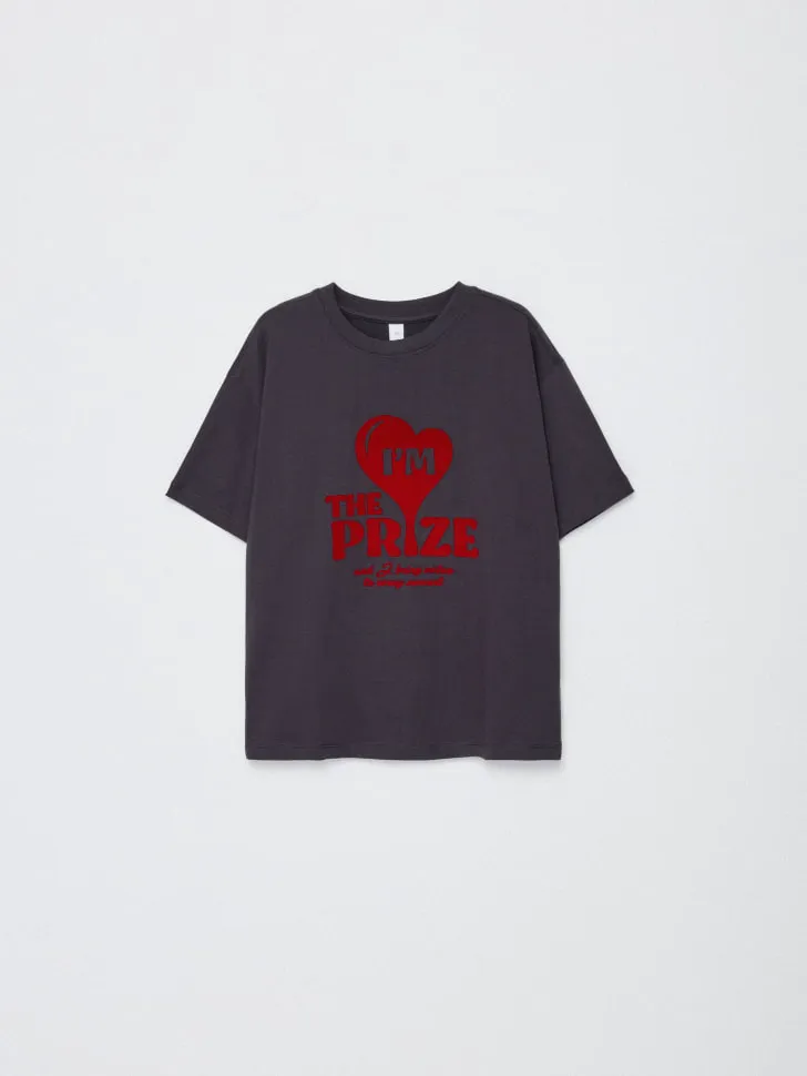 Футболка с принтом для девочек, серый, арт. 4973