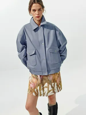 Куртка SELA Young оверсайз с завязкой, голубой, арт. 49731