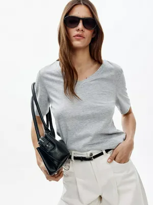 Футболка SELA с треугольным вырезом, серый, арт. 49733