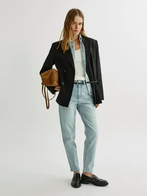 Укороченные джинсы SELA 404 МОМ, голубой, арт. 49737