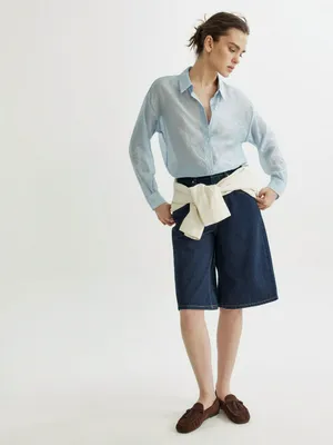 Джинсовые шорты-бермуды удлиненные, синий, арт. 49739