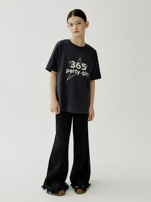 Расклешенные брюки SELA для девочек, черный, арт. 49742