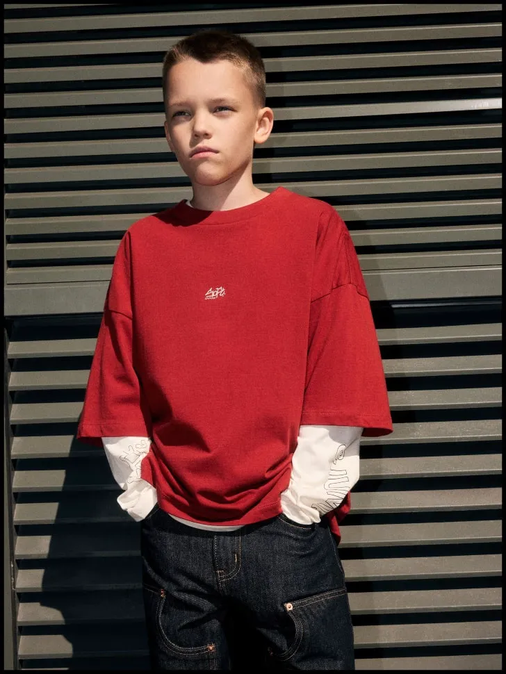 Футболка с вышивкой детская, красный, арт. 4975