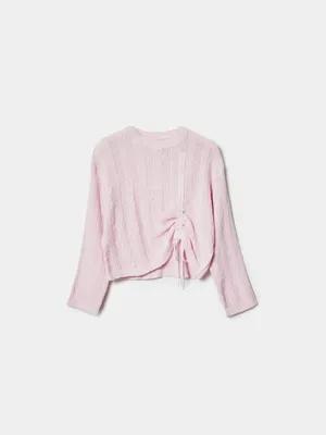 Вязаный джемпер SELA для девочек с утяжкой, розовый, арт. 49751