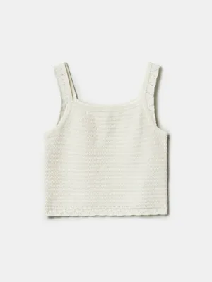 Топ Sela вязаный ажурный для девочек, белый, арт. 49756