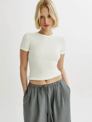 Футболка Sela приталенная в рубчик, белый, арт. 49783