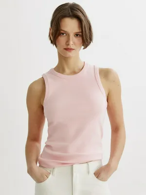 Базовый топ в рубчик Sela, розовый, арт. 49787