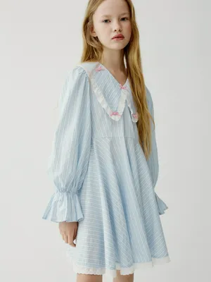 Платье Sela с нарядным воротником для девочек, голубой, арт. 49789