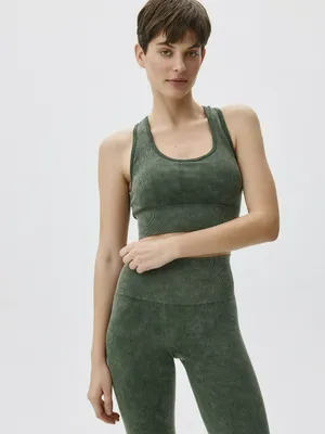 Спортивный топ SELA с эффектом кислотной стирки, хаки, арт. 49800