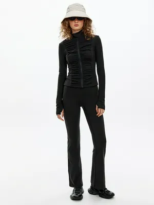 Спортивные брюки клеш SELA Young, черный, арт. 49828