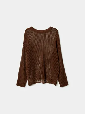 Вязаный джемпер Sela с содержанием льна, коричневый, арт. 49834