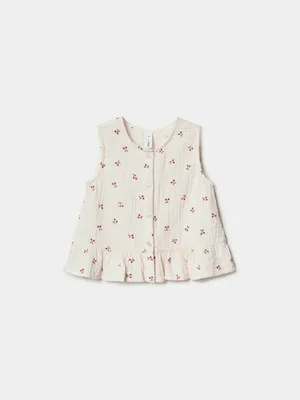 Блузка SELA из муслина с принтом для девочек, бежевый, арт. 49874