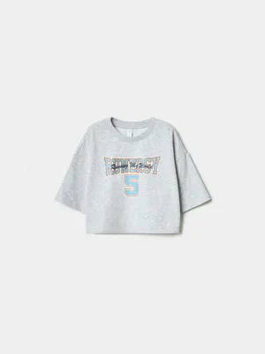 Укороченная футболка SELA для девочек, серый, арт. 49884