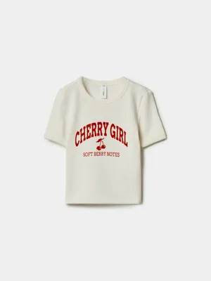 Укороченная футболка Sela с принтом, белый, арт. 49886