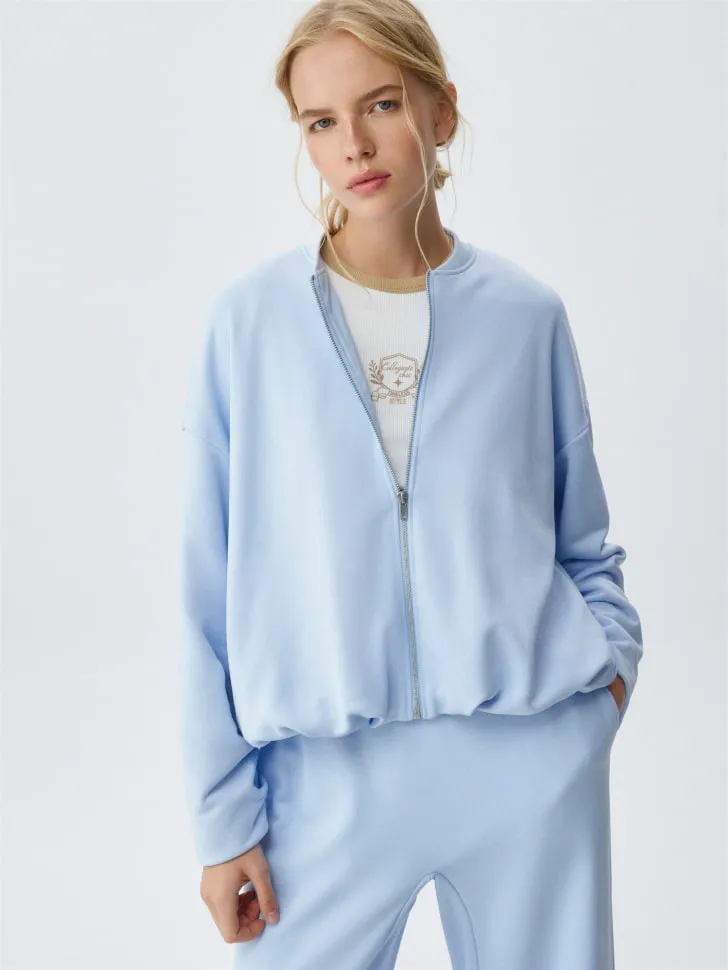 Бомбер оверсайз из футера, голубой, арт. 4989