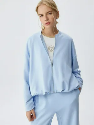 Бомбер оверсайз из футера, голубой, арт. 4989