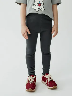 Леггинсы SELA базовые в рубчик для девочек, серый, арт. 49918