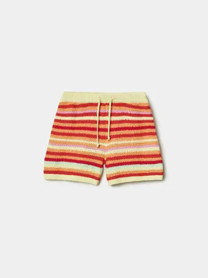 Вязаные шорты Sela в полоску для девочек, разноцветный, арт. 49926