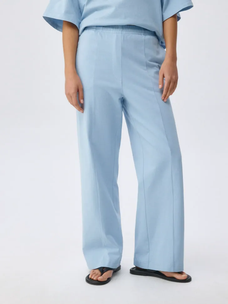 Широкие брюки с эффектом кислотной стирки, голубой, арт. 4999