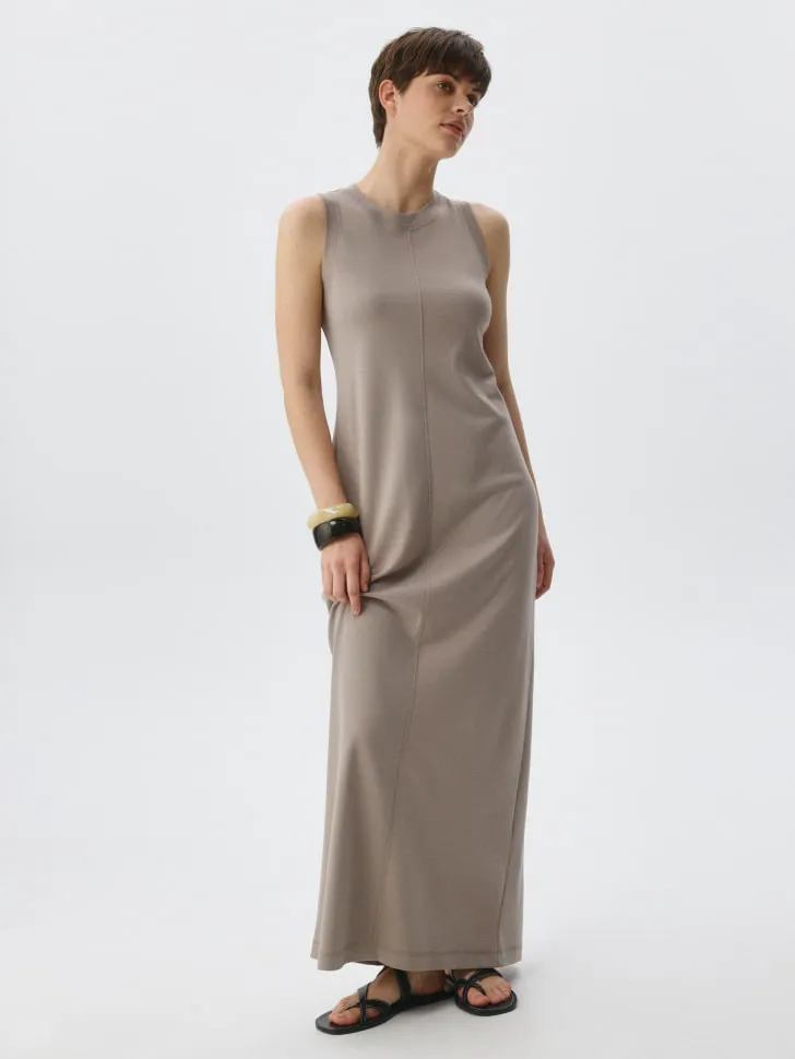 Трикотажное платье макси, бежевый, арт. 5001