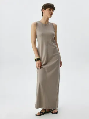 Трикотажное платье макси, бежевый, арт. 5001