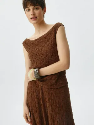 Укороченный топ из жатого трикотажа, арт. 5010