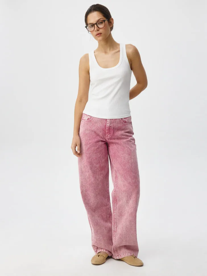 Базовый топ AMY в рубчик, белый, арт. 5013