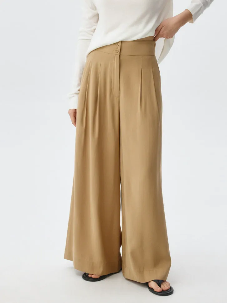 Широкие брюки из смесовой вискозы, бежевый, арт. 5014