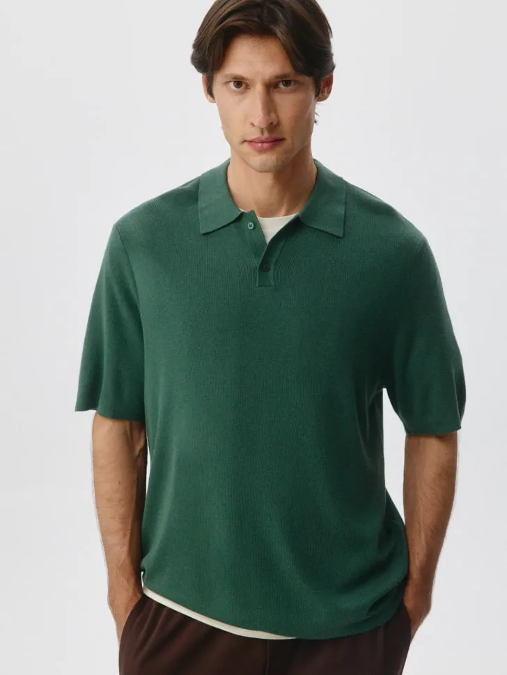 Вязаное поло Regular Fit, зеленый, арт. 5016