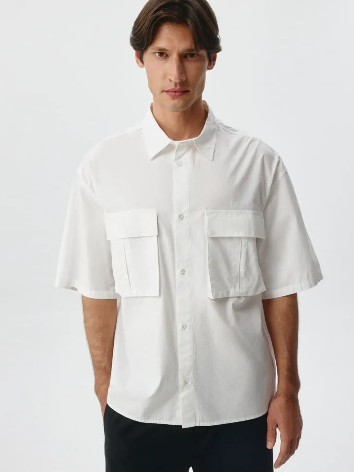 Рубашка свободного кроя из поплина, белый, арт. 5018