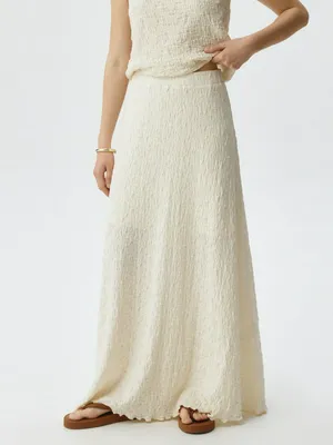 Юбка макси из жатого трикотажа, бежевый, арт. 5022