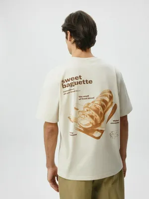 Футболка Sela прямого кроя с принтом Sweet Baguette, бежевый, арт. 50267